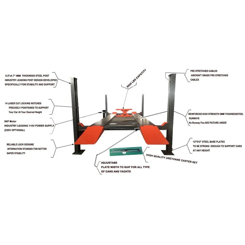 Katool KT-4H110 11,000lbs 4 Post Lift W/ 1-Year Warranty