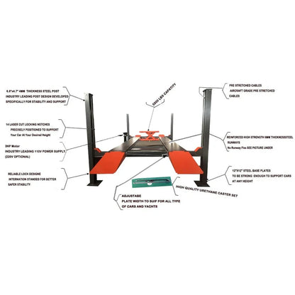Katool KT-4H110 11,000lbs 4 Post Lift W/ 1-Year Warranty